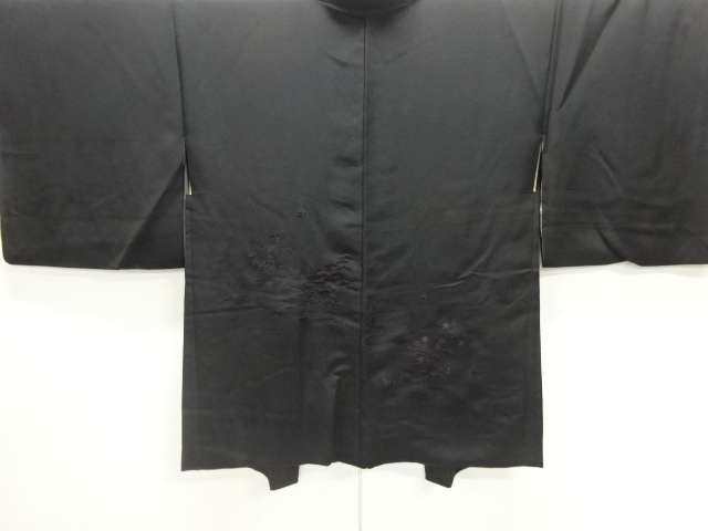 JAPANESE KIMONO / HAORI / SILK / EMBROIDERY / HOUSES & PINE & BAMBOO GRASS